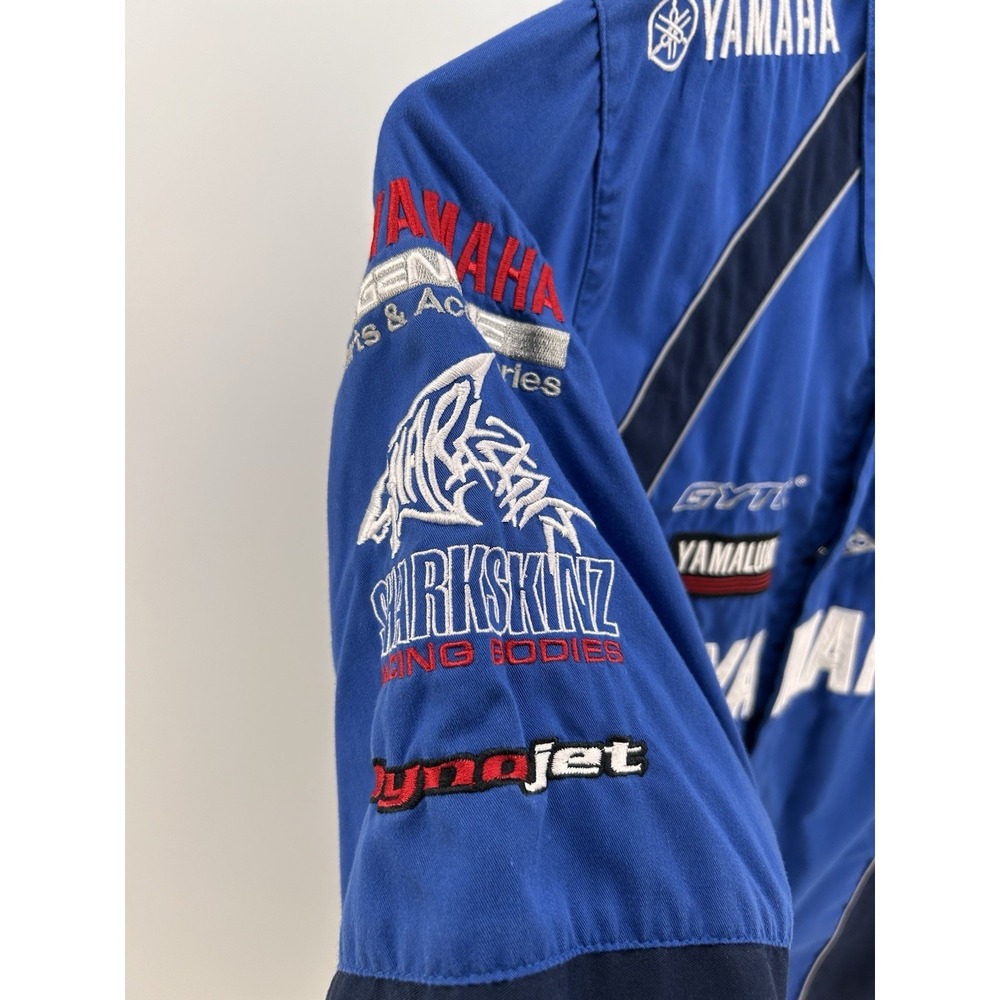 JH Design Yamaha Racing Pit Crew Button Up Shirt XL Embroidered Emblems - Picture 9 of 16
